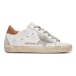 Golden Goose White & Brown Super-star classic sneakers